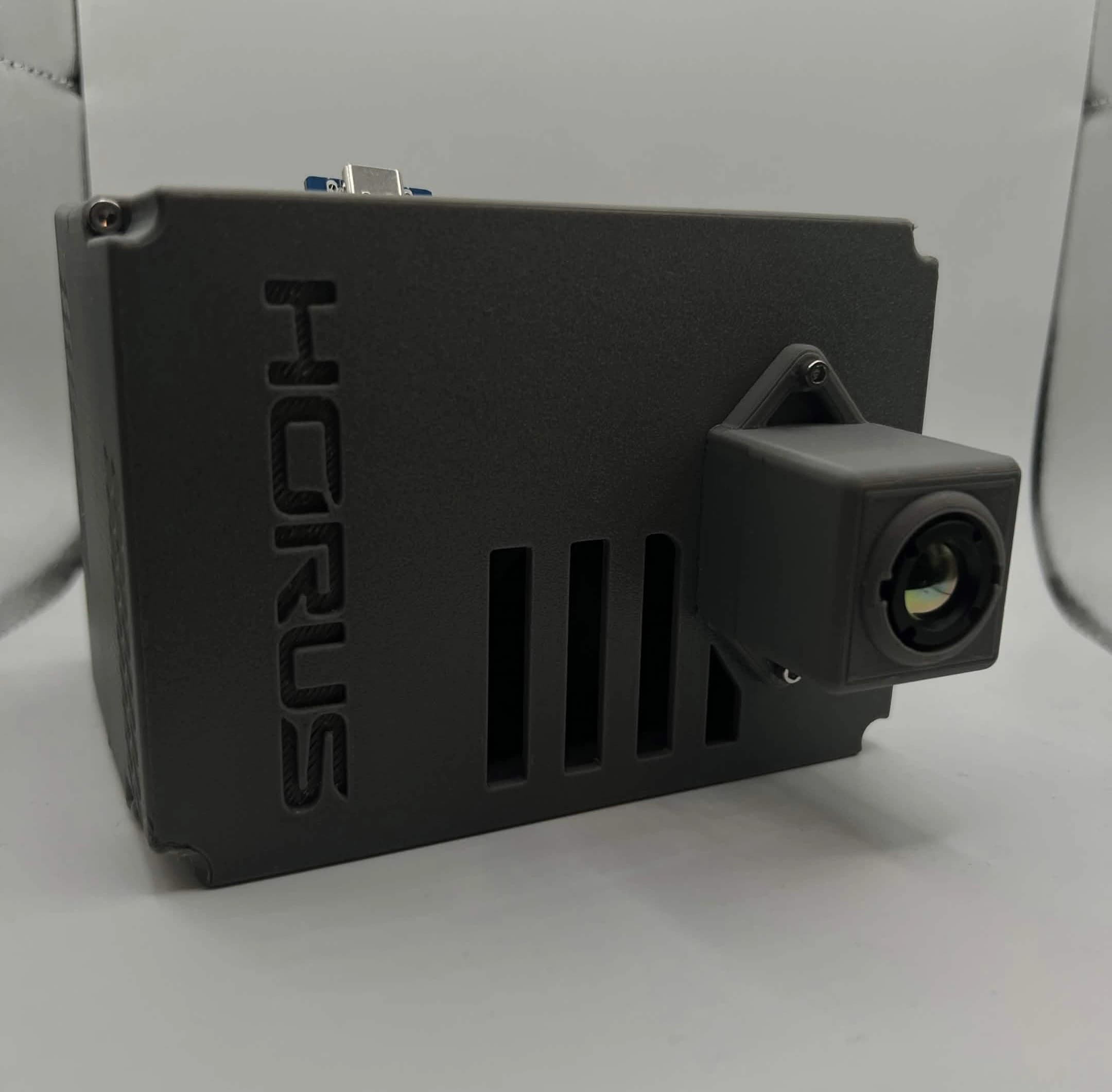 Front view of the Horus embedded compute hardware showing the enclosure and faceplate detail