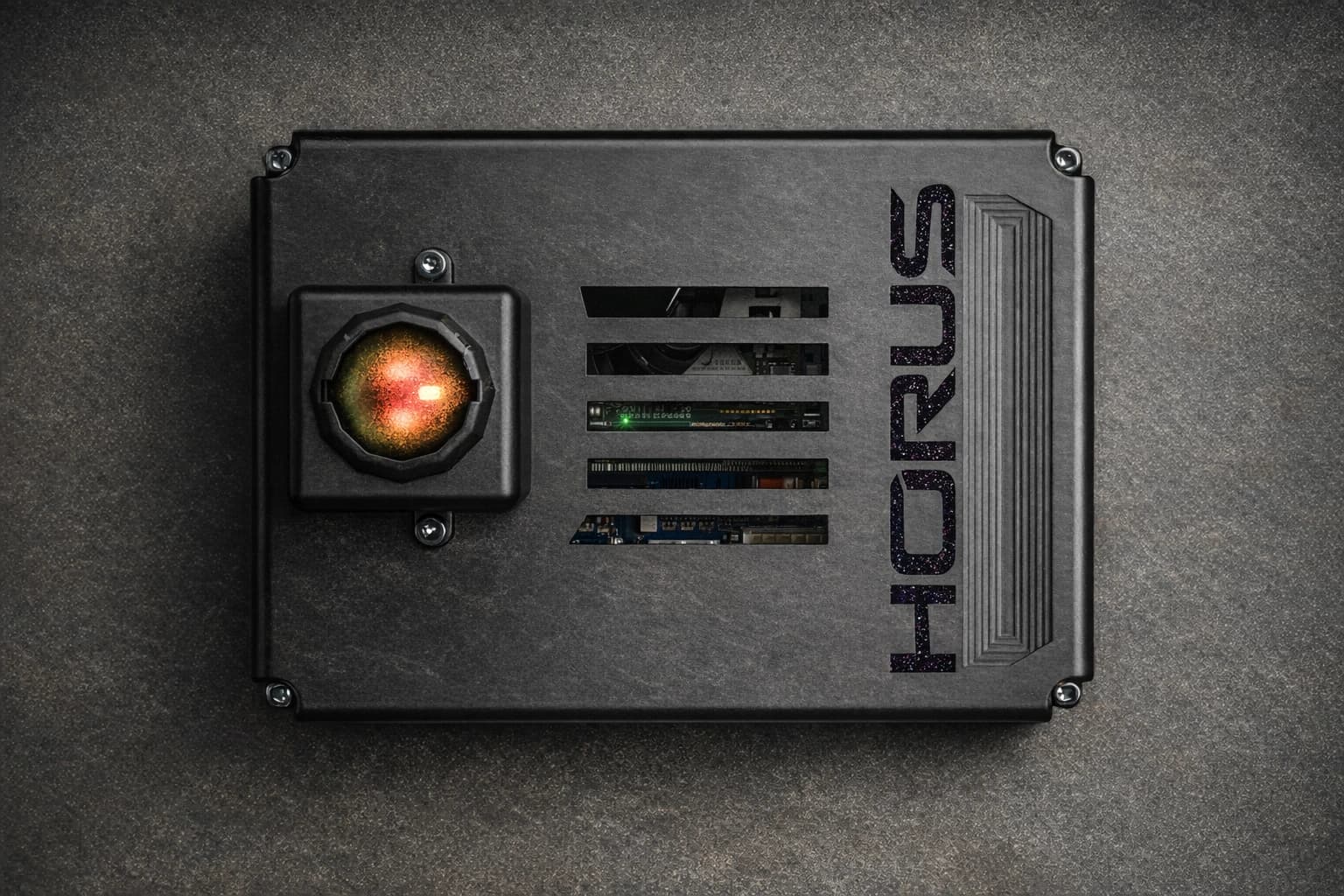 Top-down view of the Horus embedded compute enclosure